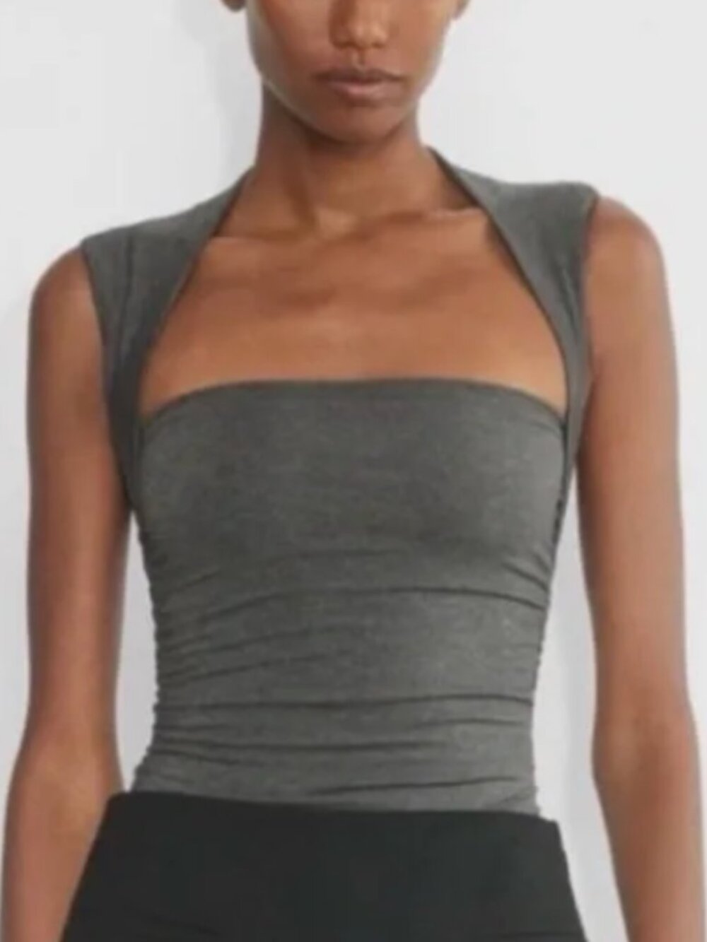 Aritzia Gray Fitted Square Neck Tank
